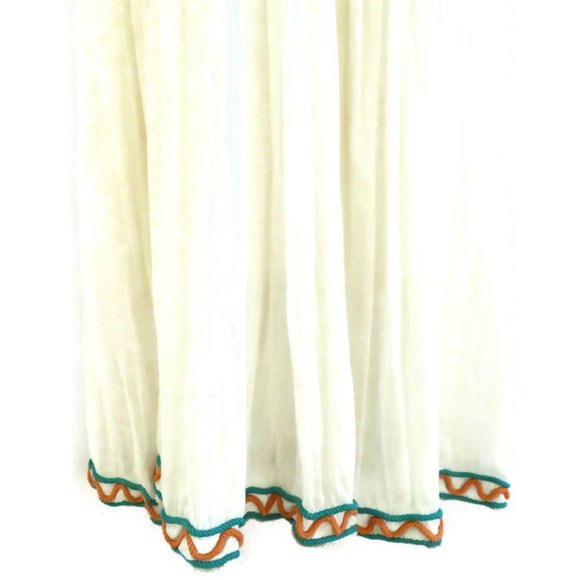 Raga Maxi Dress Cotton Gauze Rope Mirror Detail Embroidered Bodice Hem Border S - Picture 4 of 8